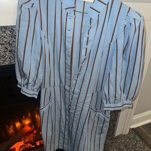 Tuckernuck Blue and Brown Striped Trench Coat